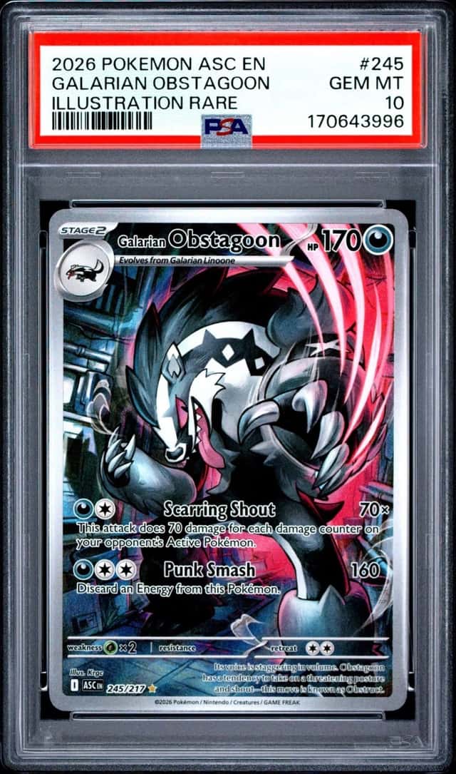 2026 POKEMON ASC EN-ASCENDED HEROES ILLUSTRATION RARE GALARIAN OBSTAGOON PSA 10