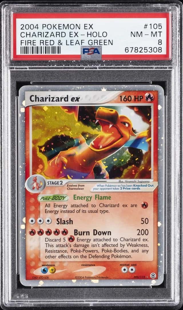 2004 POKEMON EX FIRE RED & LEAF GREEN #105 CHARIZARD EX-HOLO PSA 8
