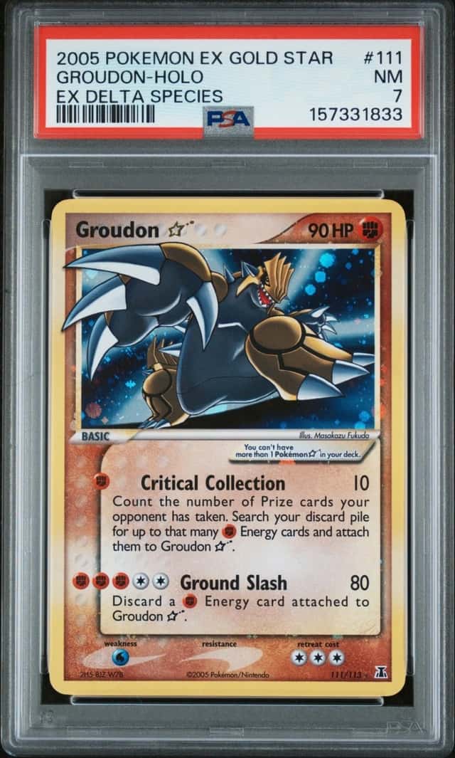 Pokemon Groudon Gold Star Holo EX Delta Species 111/113 PSA 7