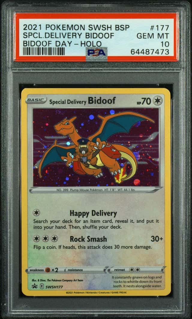 Pokemon Special Delivery Bidoof Day Holo Swsh Black Star Promo 177 PSA 10