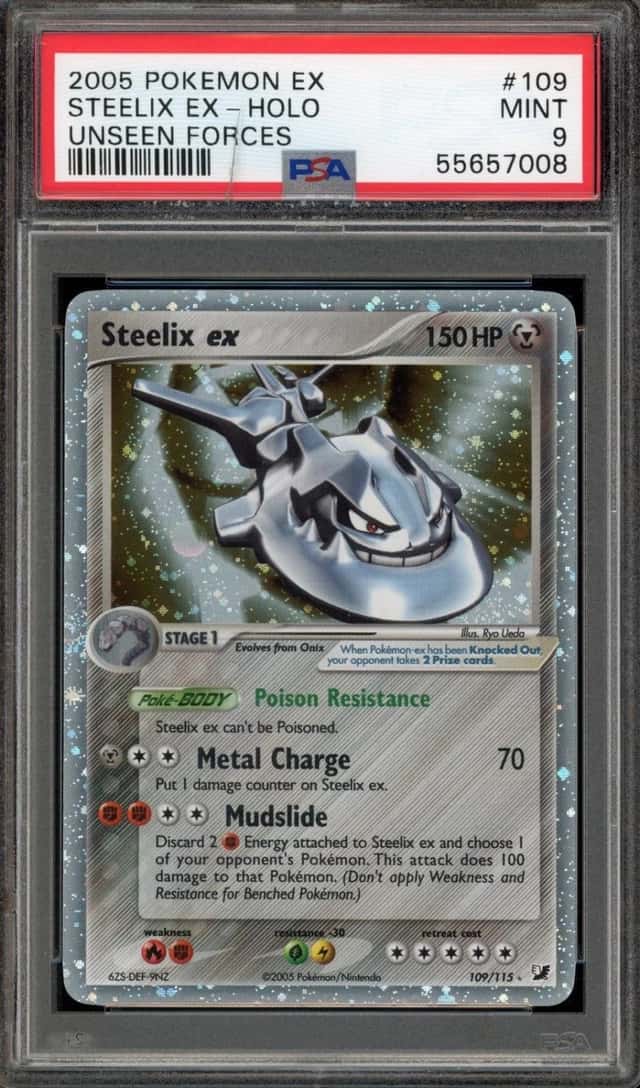 Pokemon Steelix ex Holo EX Unseen Forces DAMAGED SLAB109/115 PSA 9