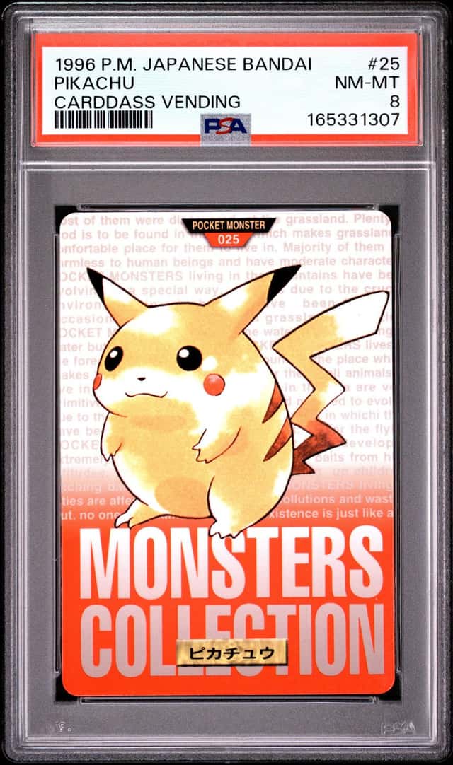 PSA 8 2026 CERT PIKACHU 1996 POKEMON JAPANESE BANDAI CARDDASS VENDING #25