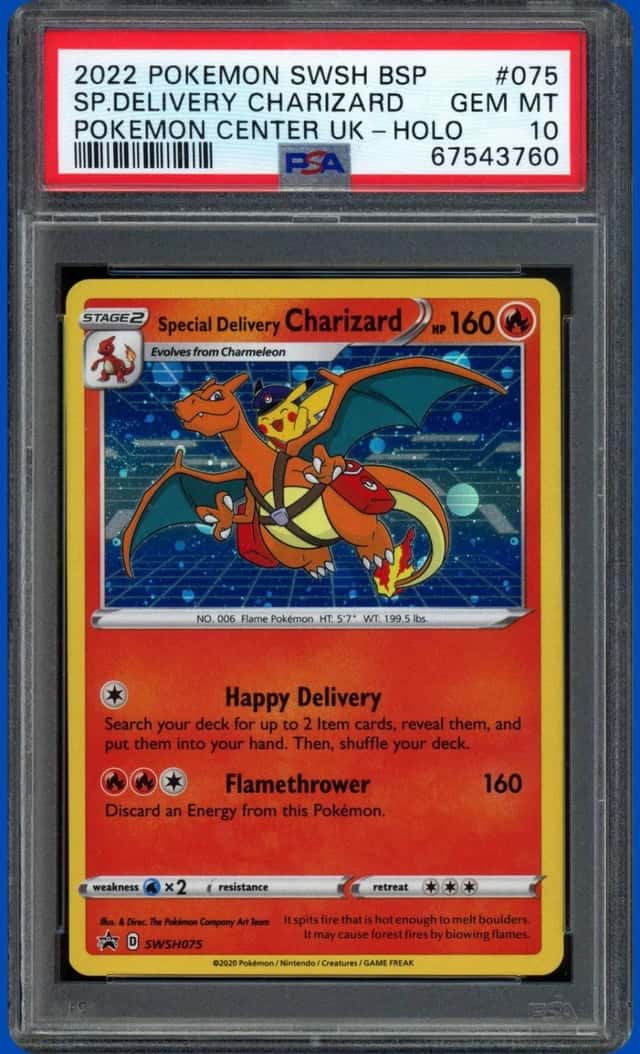 2022 POKEMON SWSH BS PROMO P.C. U.K. #SWSH075 SPECIAL DELIVERY CHARIZARD PSA 10