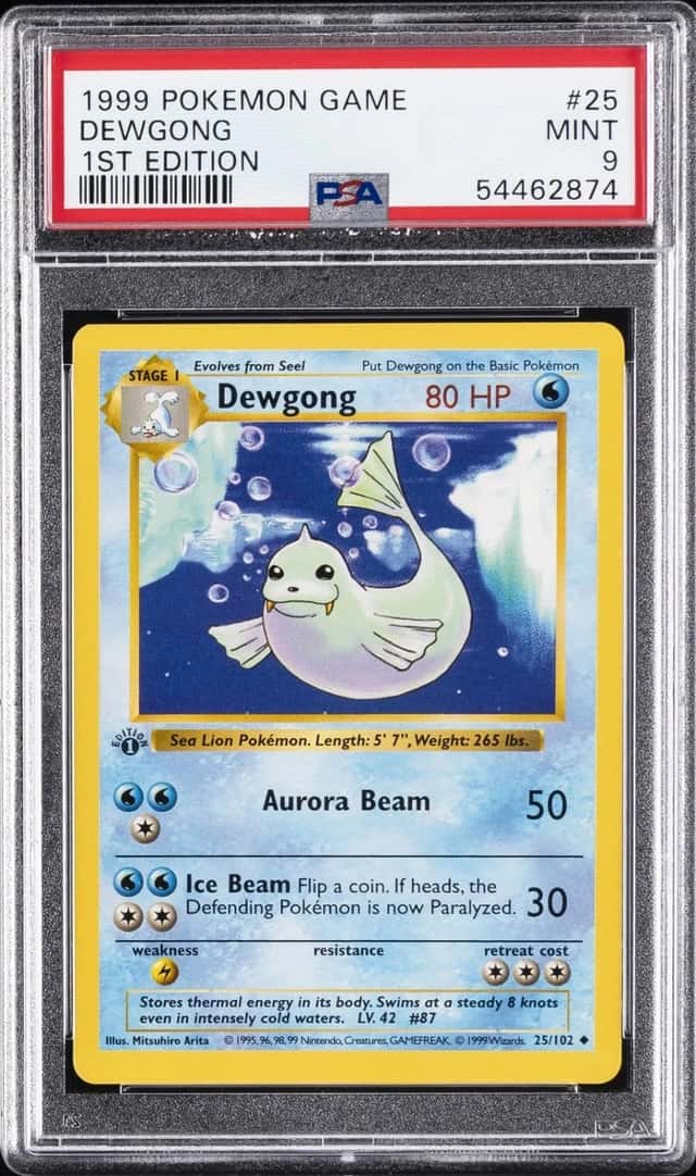 1999 POKEMON BASE SET 1ST EDITION #25 DEWGONG PSA 9