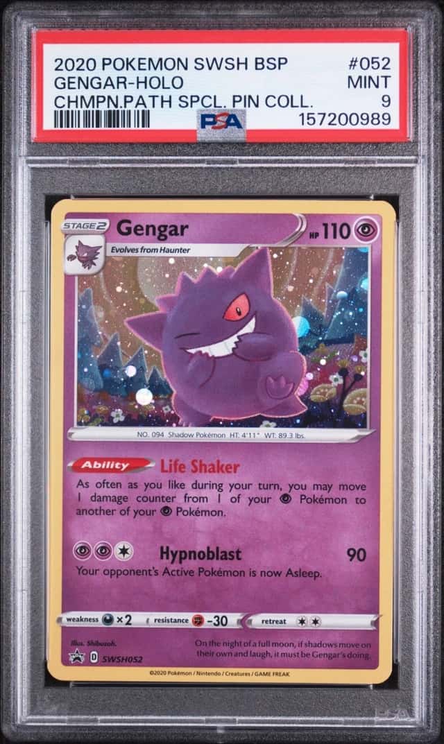 2020 POKEMON SWSH BLACK STAR PROMO #052 GENGAR-HOLO PSA 9