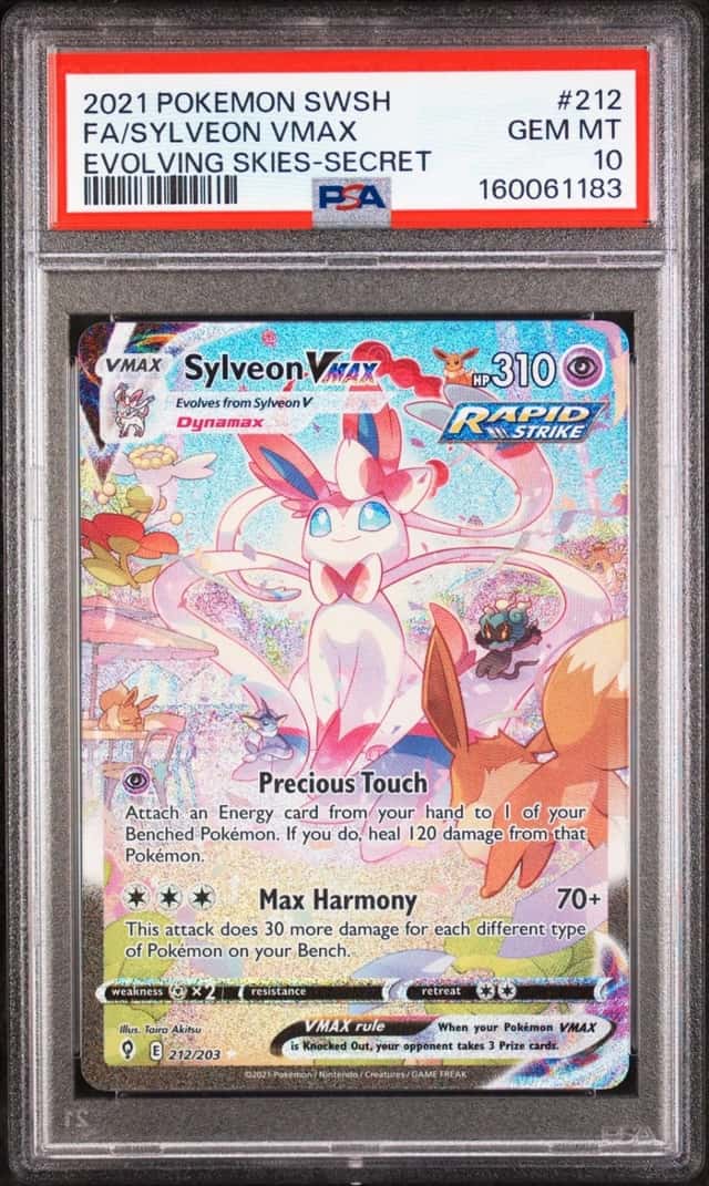 2021 POKEMON SWORD & SHIELD EVOLVING SKIES SECRET FULL ART/SYLVEON VMAX PSA 10