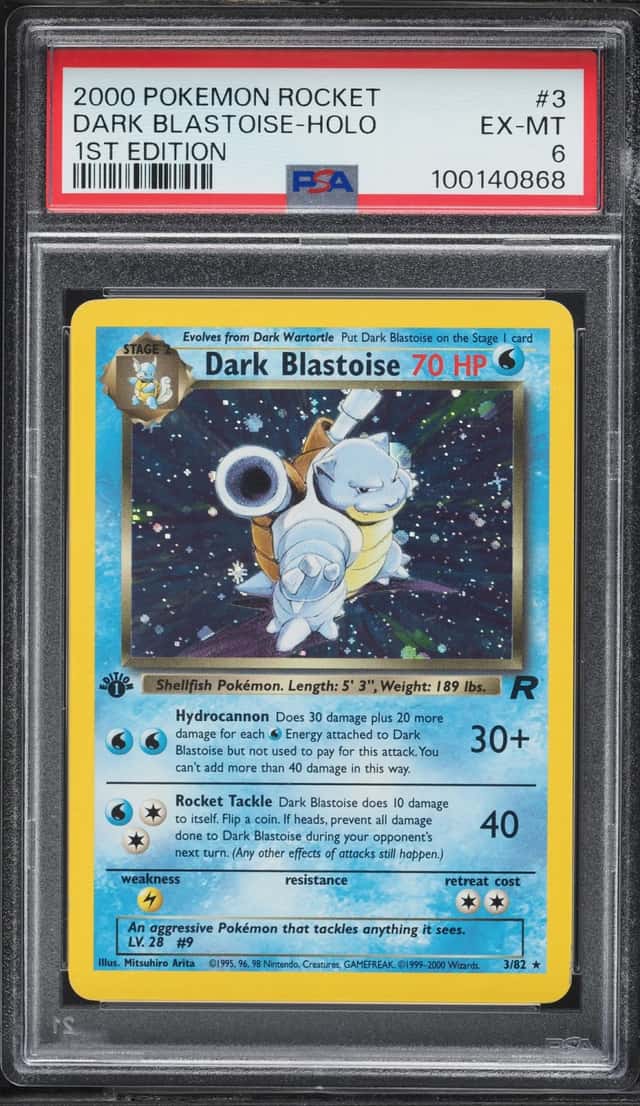 2000 Pokemon Team Rocket 1st Edition Holo Dark Blastoise #3 PSA 6 EXMT