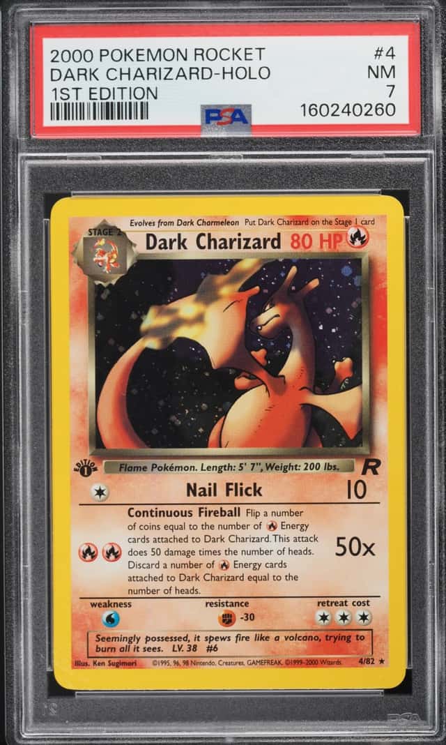 2000 Pokemon Team Rocket 1st Edition Holo Dark Charizard #4 PSA 7 NRMT