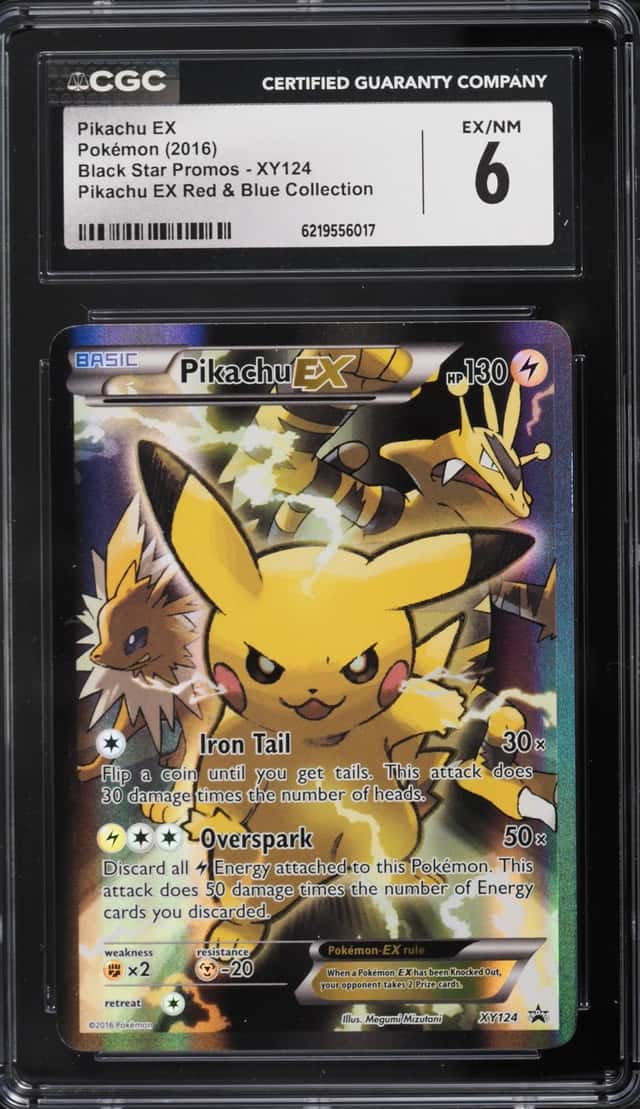 2016 Pokemon XY Black Star Promo Red & Blue Collection Full Art Pikachu Ex #XY124 CGC 6 EXMT