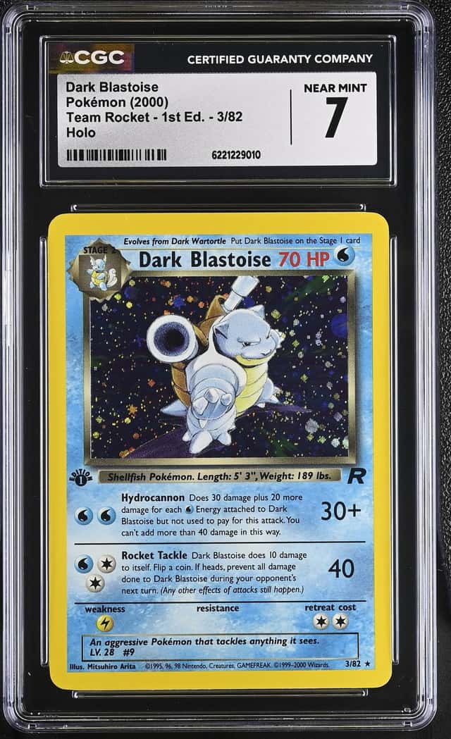 2000 Pokemon Team Rocket 1st Edition Holo Dark Blastoise #3 CGC 7 NRMT