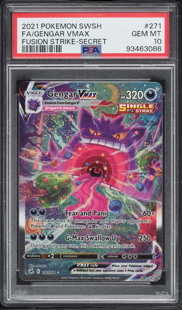 2021 Pokemon Sword & Shield Fusion Strike SEC Gengar VMAX #271 PSA 10 GEM MINT