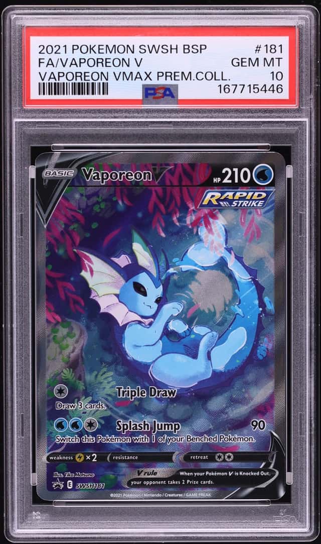 2021 Pokemon Sword & Shield Promo VMAX Premium Full Art Vaporeon V #SWSH181 PSA 10 GEM MINT