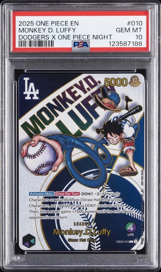 2025 ONE PIECE PROMOS DODGERS X ONE PIECE NIGHT  #010 MONKEY D. LUFFY PSA 10