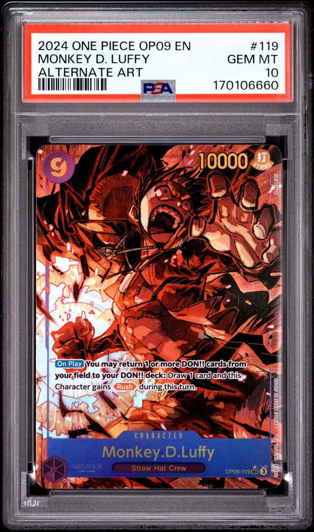 2024 ONE PIECE OP09 ALTERNATE ART #119 MONKEY D. LUFFY PSA 10