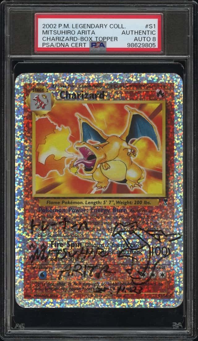 Charizard Legendary Reverse Holo Pokemon Box Top #S1 Authentic PSA 8 Auto ARITA