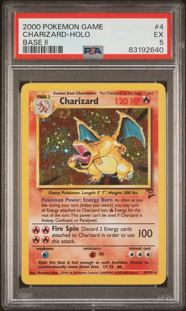 Pokémon TCG 2000 Base Set 2 Charizard Holo Rare #4/130 English PSA 5