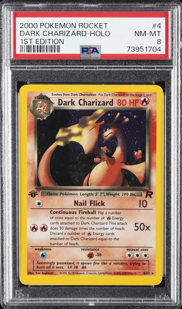 2000 POKEMON ROCKET 1ST EDITION #4 DARK CHARIZARD-HOLO PSA 8