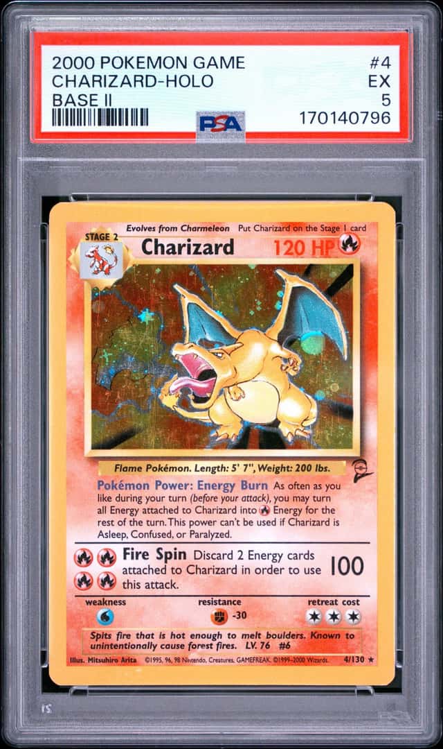 2000 POKEMON BASE SET 2 #4 CHARIZARD-HOLO PSA 5
