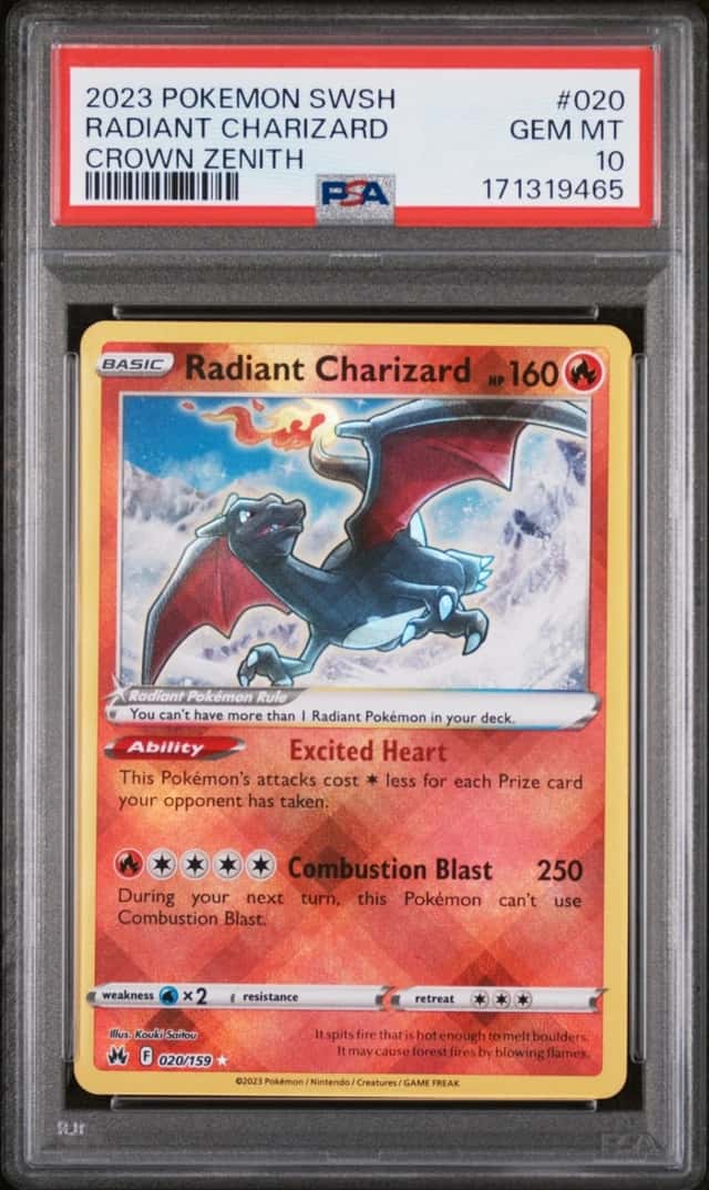 2023 POKEMON SWORD & SHIELD CROWN ZENITH #020 RADIANT CHARIZARD PSA 10