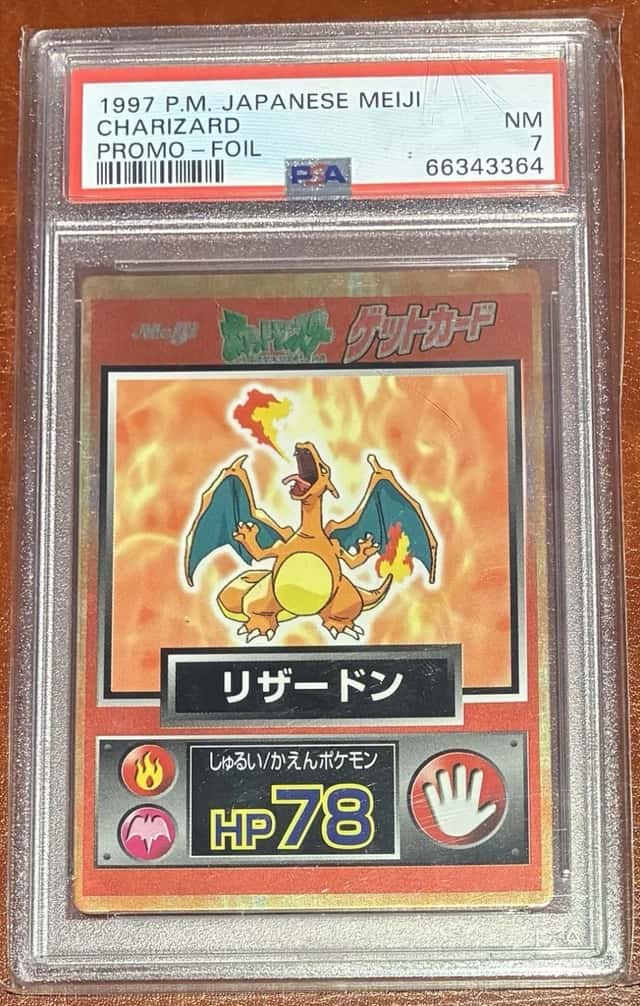 Pokemon Japanese 1997 Meiji Promo Foil PSA 7 Charizard Card!