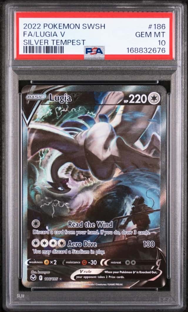 2022 POKEMON SWORD & SHIELD SILVER TEMPEST #186 FULL ART/LUGIA V PSA 10