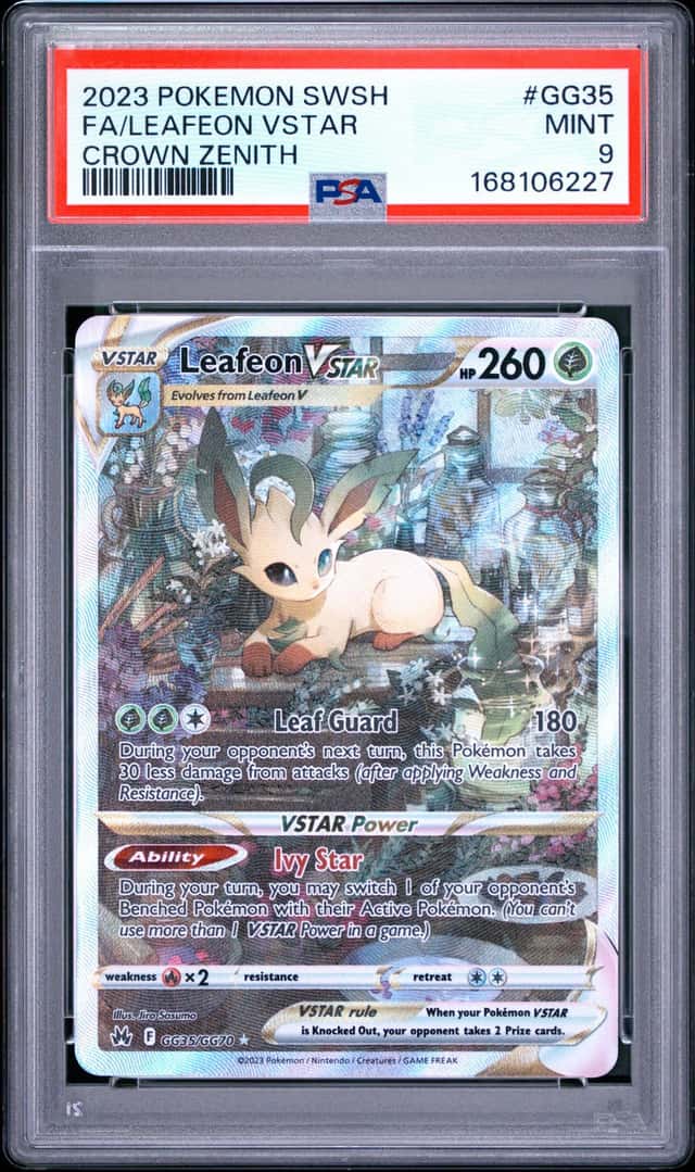 2023 POKEMON SWORD AND SHIELD CROWN ZENITH #GG35 FA/LEAFEON VSTAR PSA 9