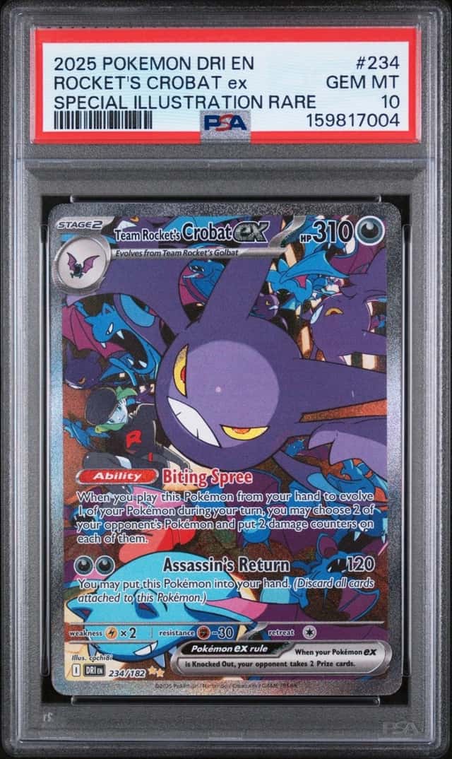 2025 POKEMON DRI SPECIAL ILLUSTRATION RARE #234 TEAM ROCKET'S CROBAT EX PSA 10