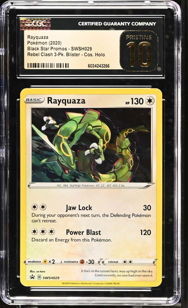 2020 POKEMON SWSH BS PROMO RC 3PK #SWSH029 RAYQUAZA COSMOS HOLO CGC PRISTINE 10