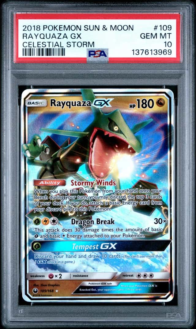 Pokémon Rayquaza GX 109/168 Celestial Storm Holo UR EN PSA 10 GEM MT