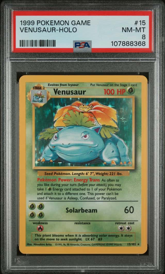 1999 Pokemon Game Base #15 Venusaur Holo PSA 8 NM-MT