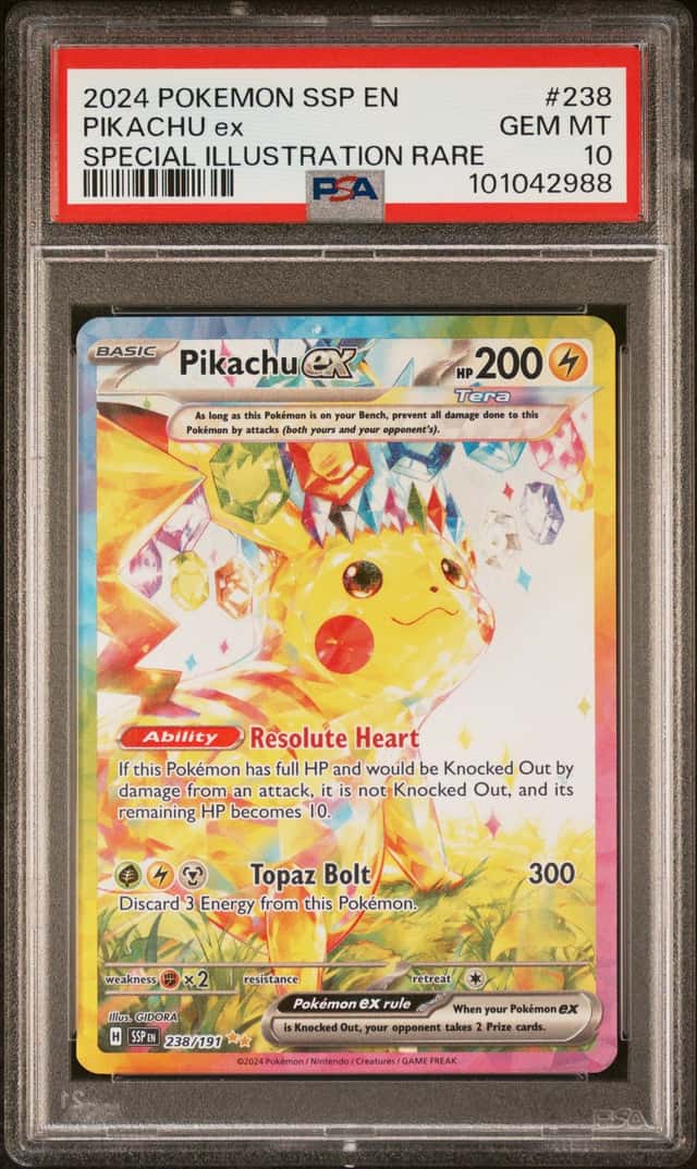 2024 POKEMON SSP EN-SURGING SPARKS SPECIAL ILLUSTRATION RARE PIKACHU EX PSA 10