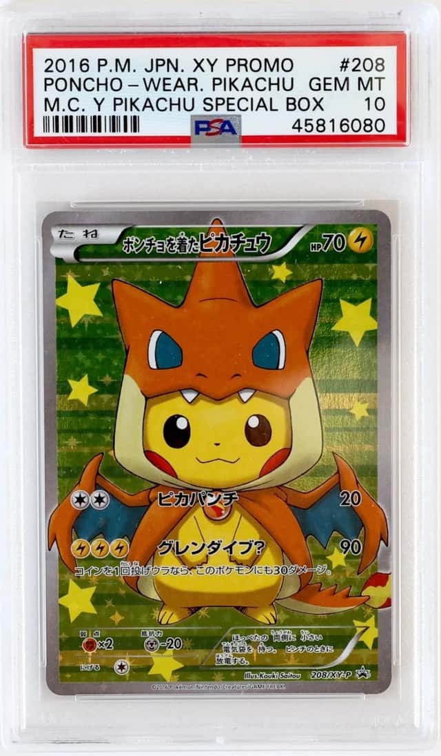 2016 Pokemon Card Japanese Poncho Wearing Pikachu Charizard Y 208/XY-P PSA 10