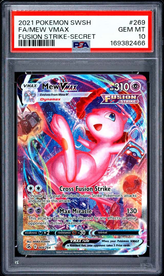 2021 POKEMON SWORD & SHIELD FUSION STRIKE SECRET #269 FULL ART/MEW VMAX PSA 10