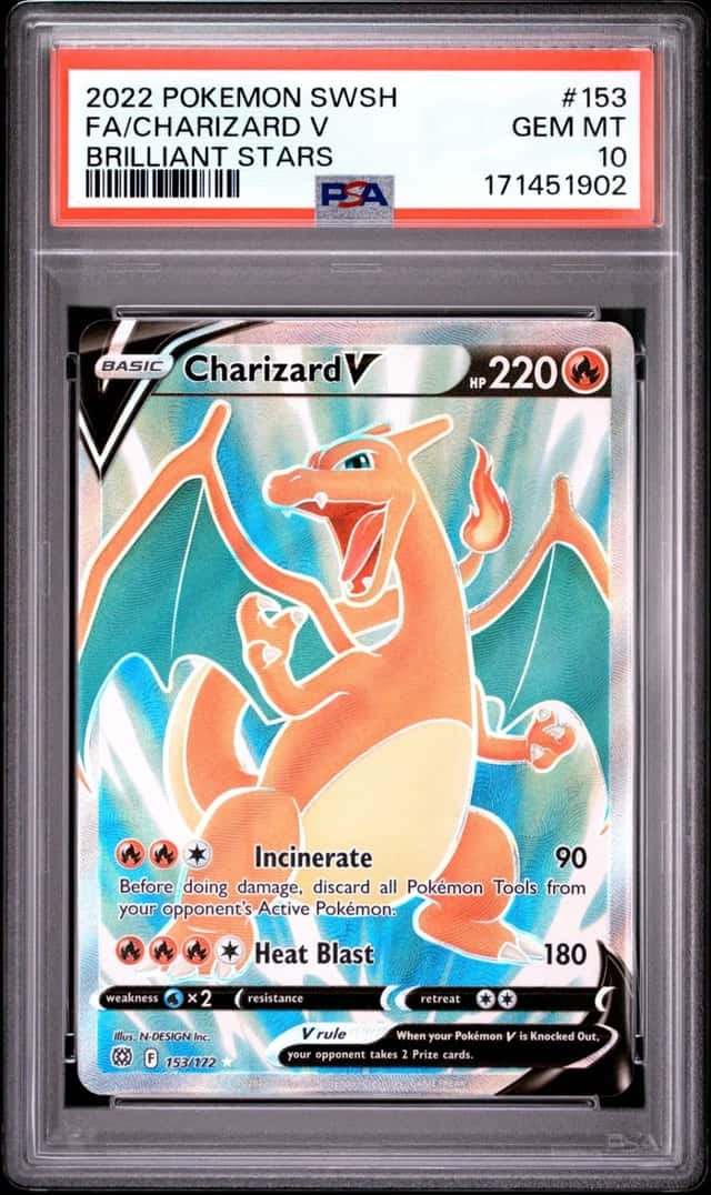 2022 POKEMON SWORD & SHIELD BRILLIANT STARS #153 FULL ART/CHARIZARD V PSA 10