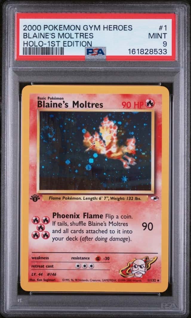 2000 POKEMON GYM HEROES HOLO-1ST EDITION #1 BLAINE'S MOLTRES PSA 9