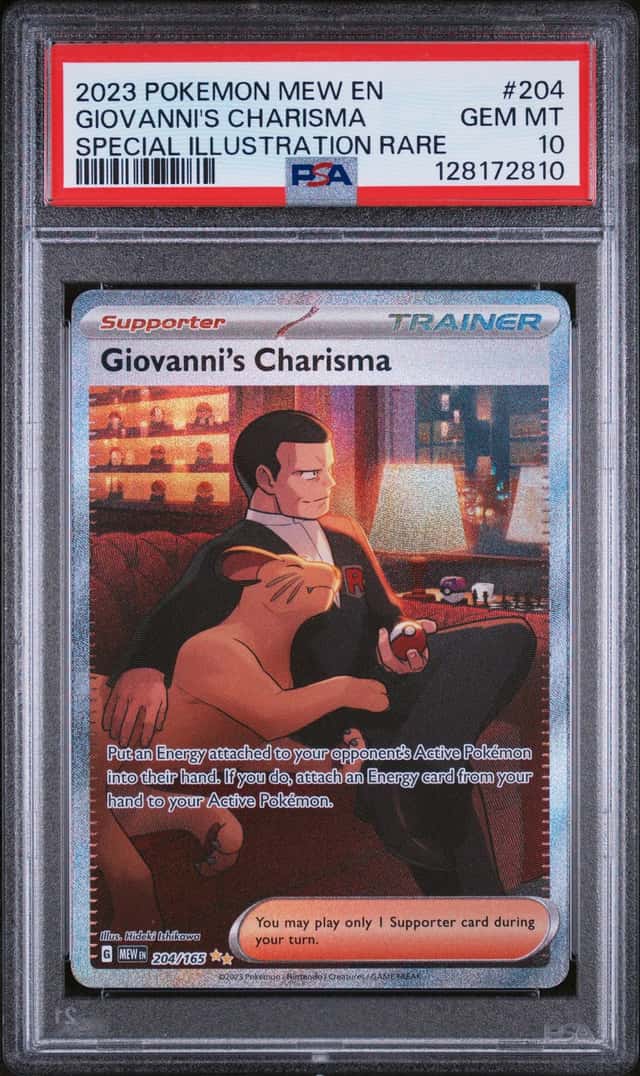 Pokémon TCG Giovanni's Charisma 204/165 Mew 151 Sir Trainer PSA 10