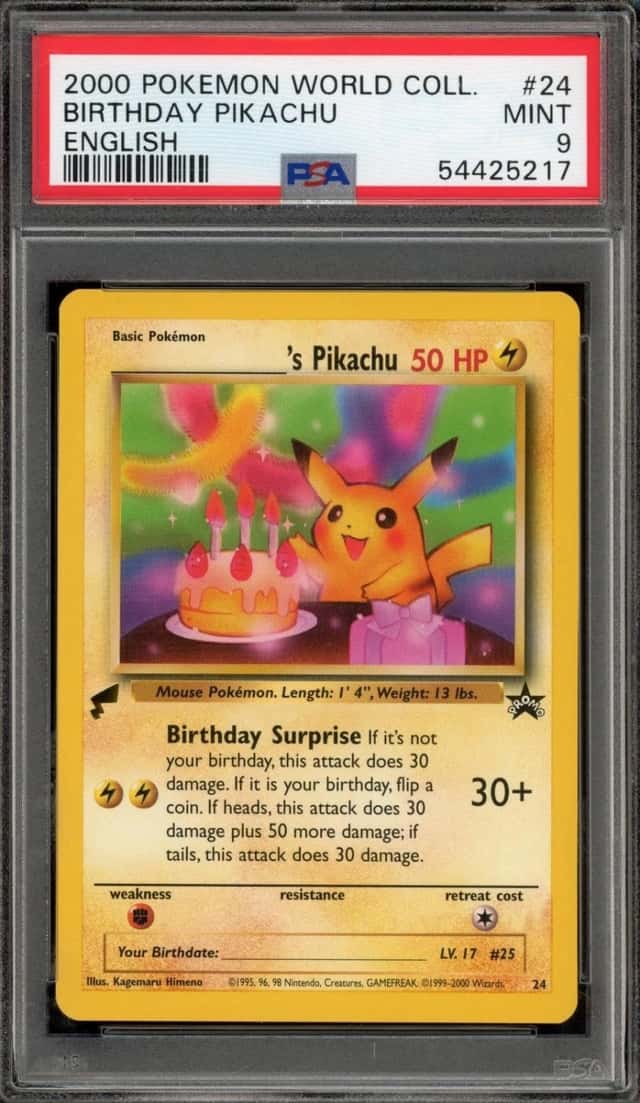 Pokemon Birthday Pikachu World Coll. 24 English PSA 9 Mint