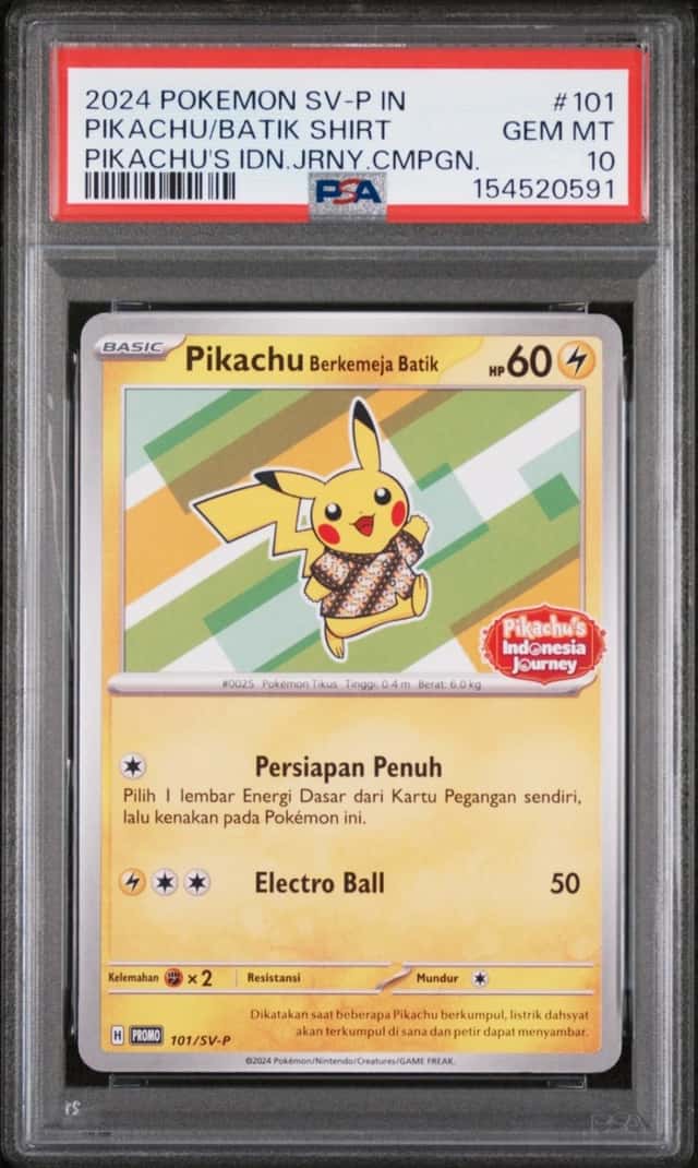 Pokemon Pikachu In Batik Shirt Indonesian Journey Campaign Promo 101 PSA 10