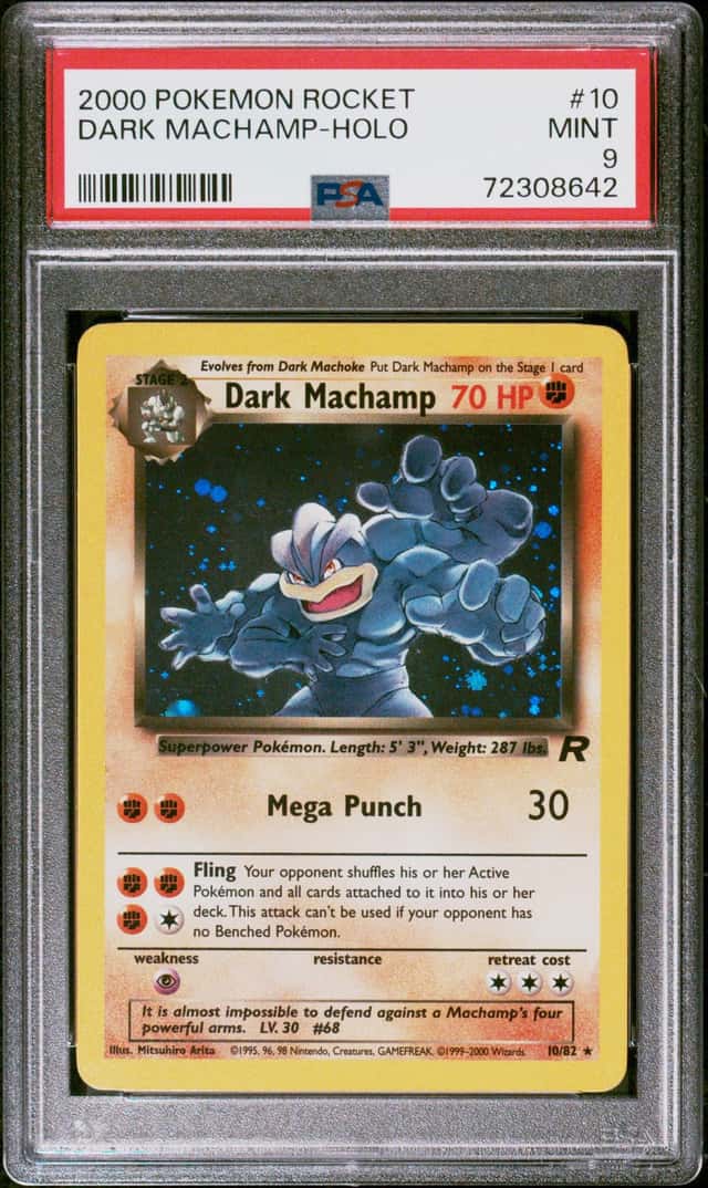 Pokemon 2000 Team Rocket Dark Machamp 10/82 Holo Rare English PSA 9