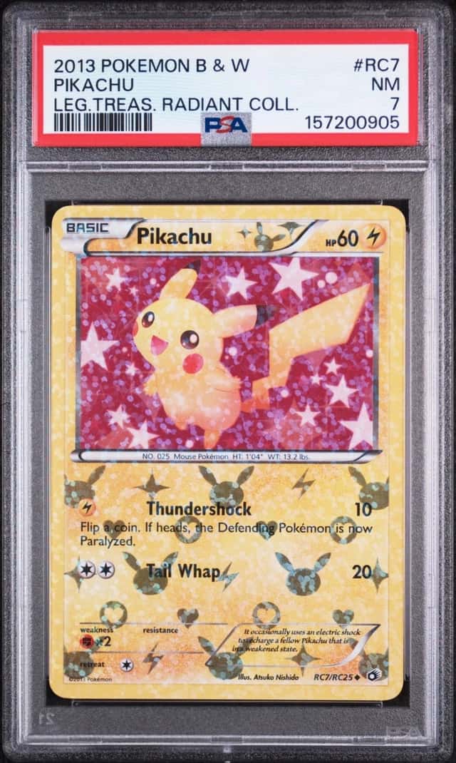 2013 POKEMON BLACK & WHITE LEGENDARY TREASURES RADIANT COLLECTION PIKACHU PSA 7