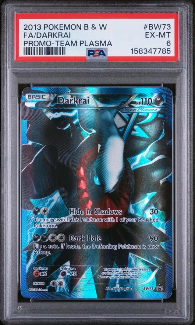 2013 POKEMON BLACK & WHITE PROMO TEAM PLASMA #BW73 FULL ART/DARKRAI PSA 6