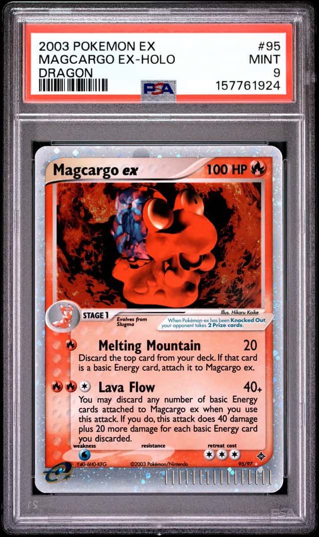 2003 POKEMON EX DRAGON #95 MAGCARGO EX-HOLO PSA 9