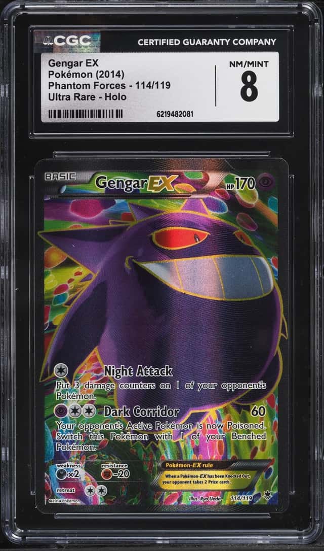 2014 Pokemon XY Phantom Forces Full Art Gengar Ex #114 CGC 8 NM-MT