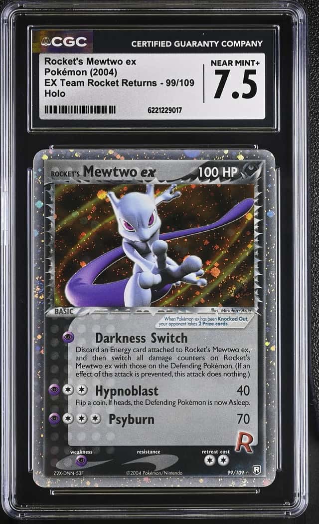 2004 Pokemon EX Team Rocket Returns Holo Rocket's Mewtwo EX #99 CGC 7.5 NRMT+