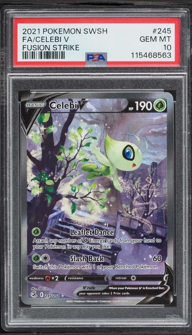 2021 Pokemon Sword & Shield Fusion Strike Full Art Celebi V #245 PSA 10 GEM MINT