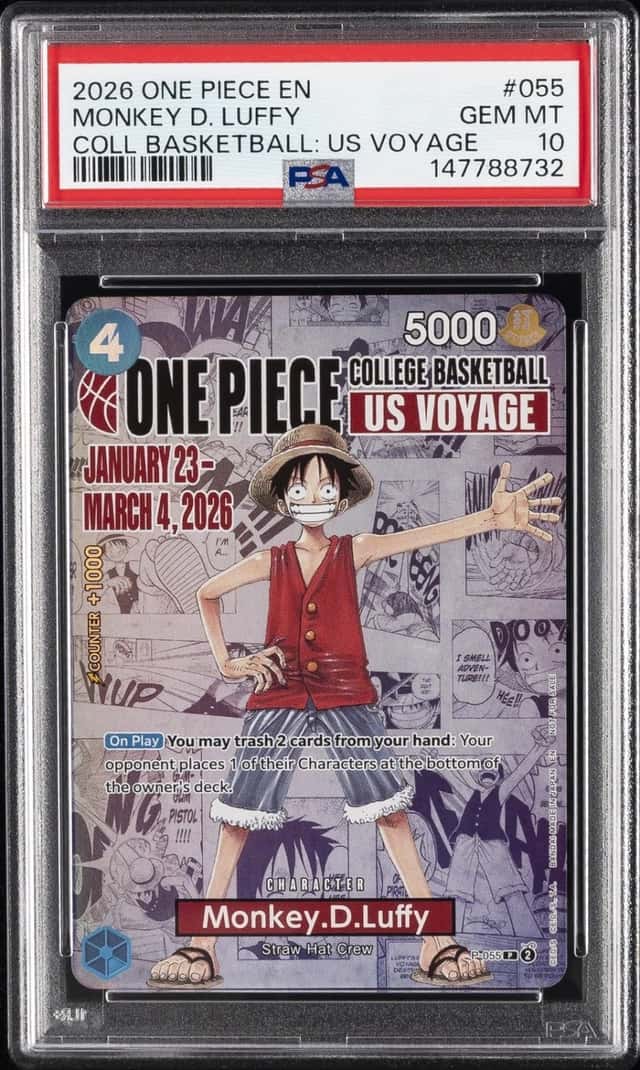 2026 ONE PIECE COLLEGE BASKETBALL: US VOYAGE PROMOS #055 MONKEY D. LUFFY PSA 10