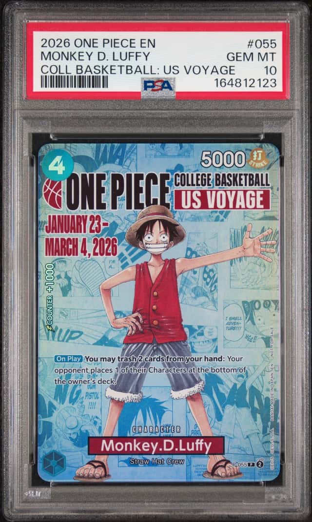 2026 ONE PIECE COLLEGE BASKETBALL: US VOYAGE PROMOS #055 MONKEY D. LUFFY PSA 10