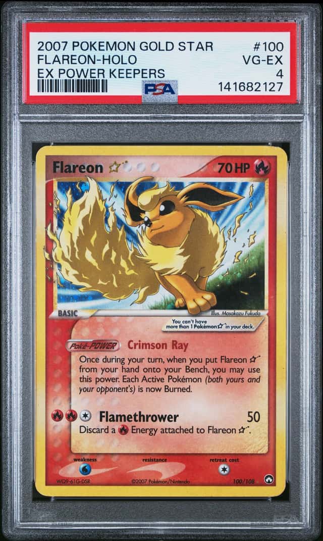 2007 Pokemon Ex Power Keepers Holo Flareon Gold Star #100