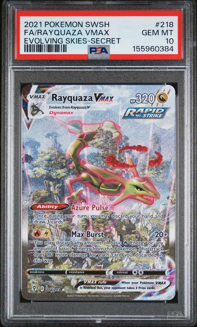 PSA 10 2021 Pokémon TCG Evolving Skies Rayquaza VMAX Secret 218/203