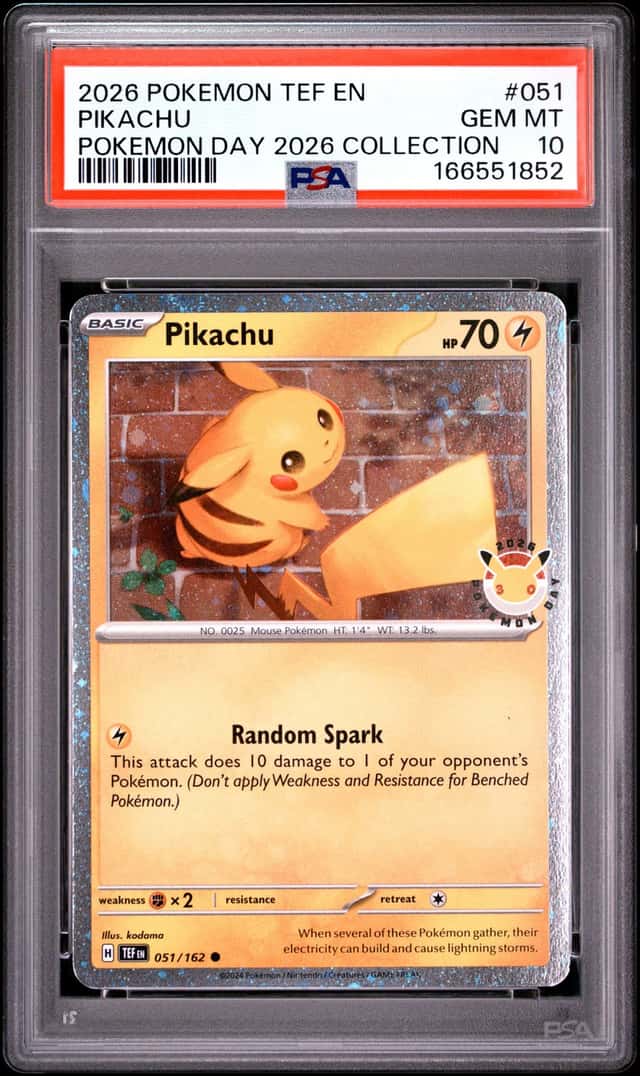 Pokemon 2026 Pikachu 051/162 Pokemon Day Stamp Temporal Forces GEM MINT PSA 10